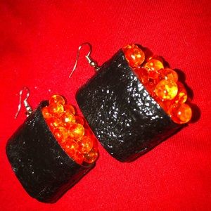 Cute weird food earring funny sushi rolls